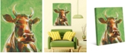 Creative Gallery Audelia the Happy Cow in Green 20" x 16" Canvas Wall Art Print